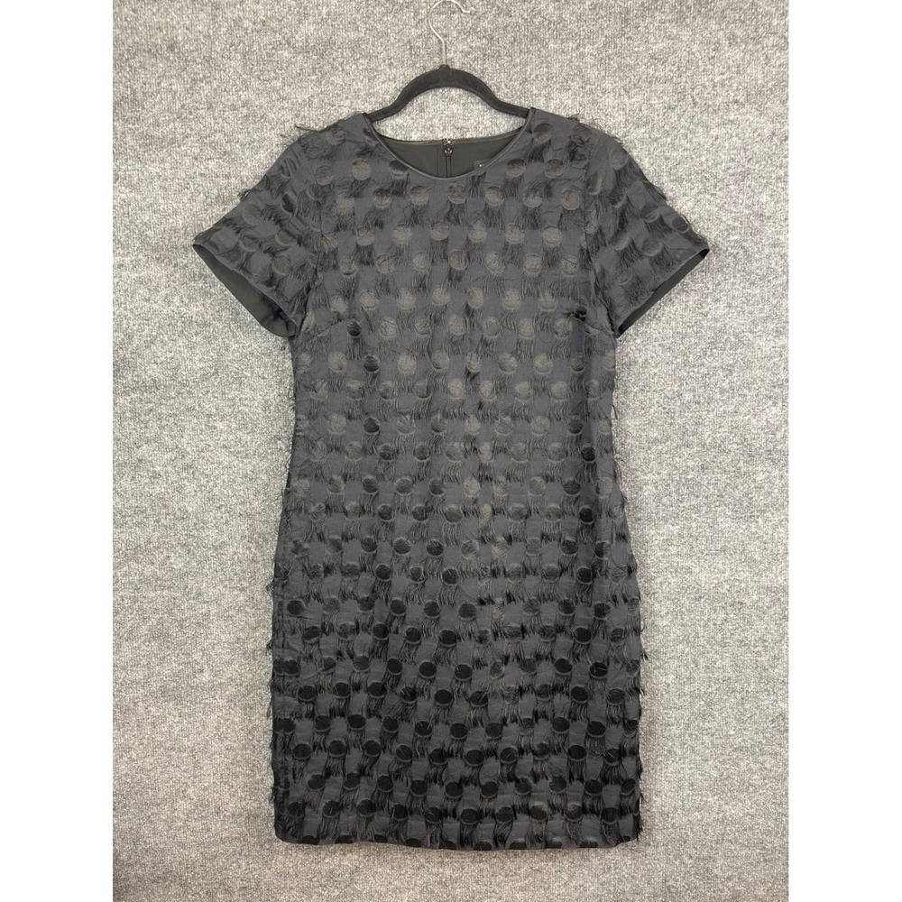 Banana Republic Dress Womens 6 Black Excellent Fringe Tassel Polka Dot Shift
